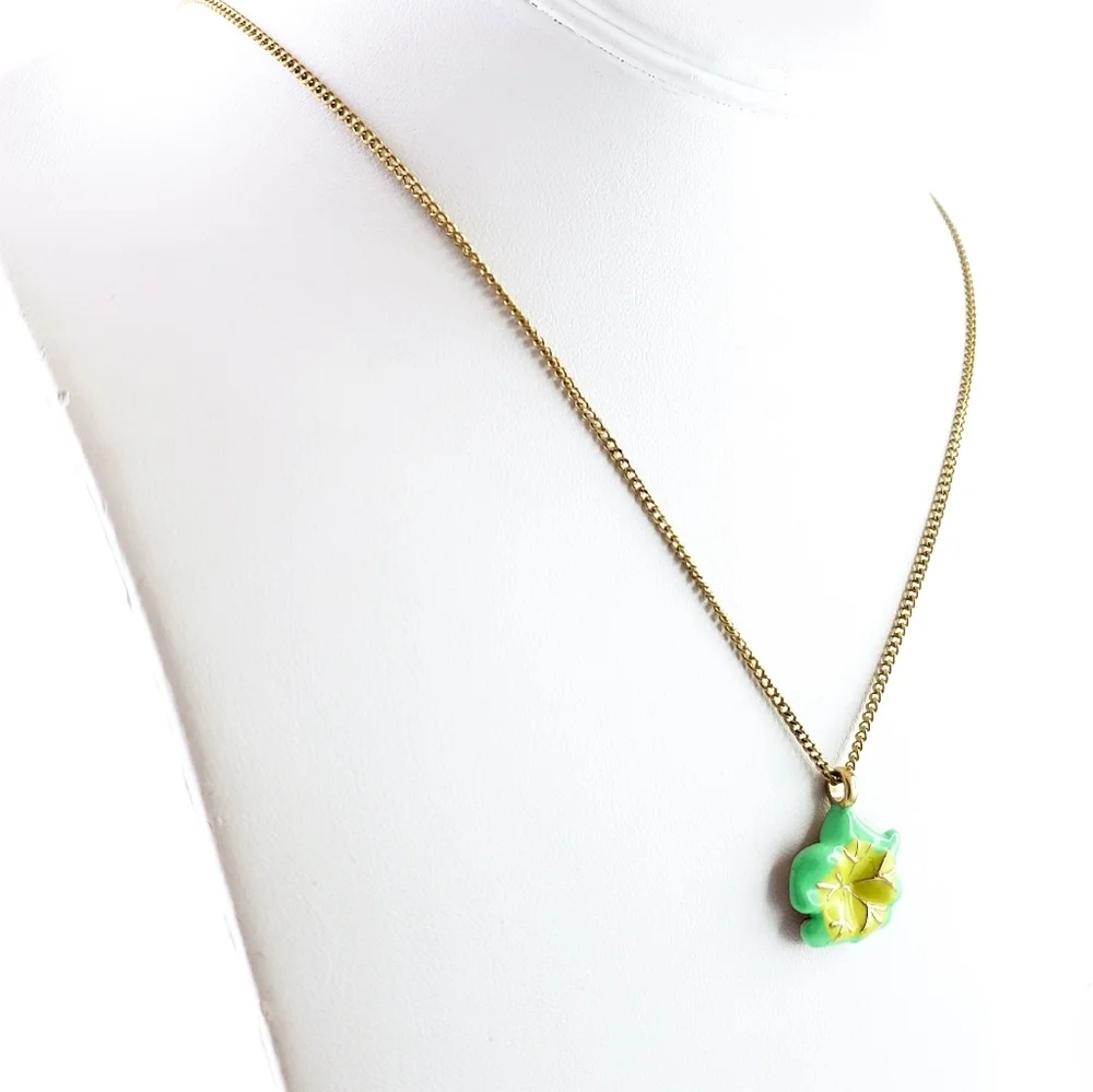 Crewcuts Flower Pendant Necklace Green Yellow Lime